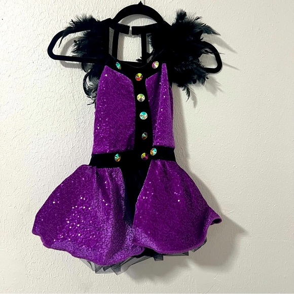 Weissman Don’t Forget My Love Dance Costume MC Medium (11-12) Velvet Feather Trm - Picture 2 of 10